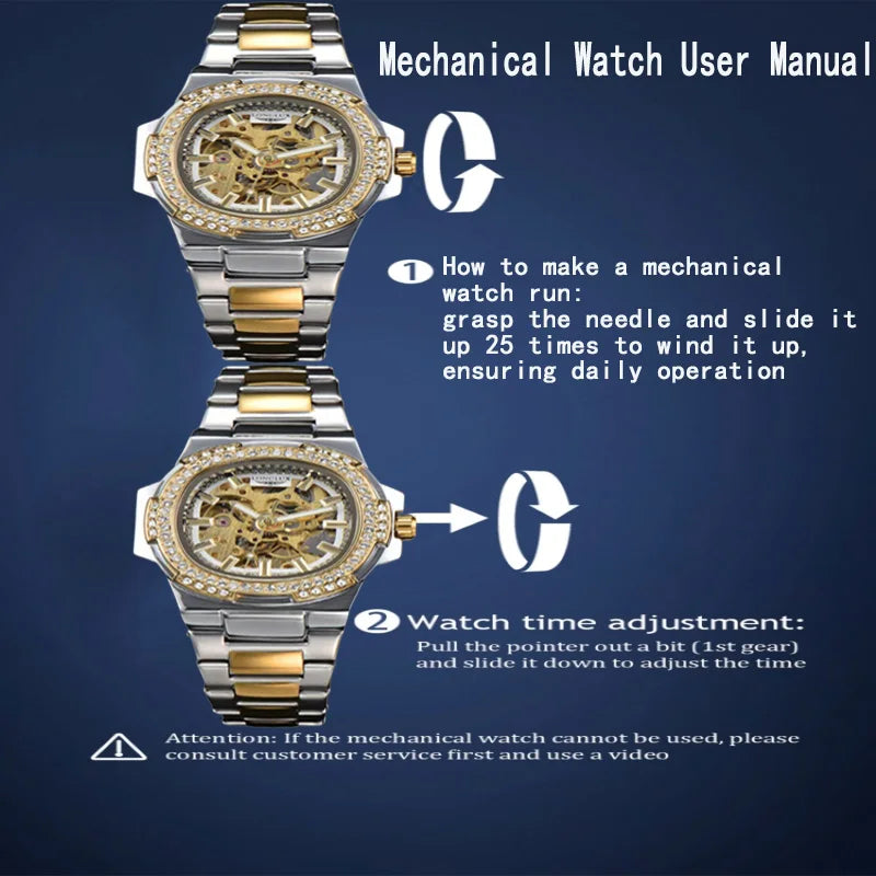 LONGLUX automatic man watch luxury stainless steel mechanical
