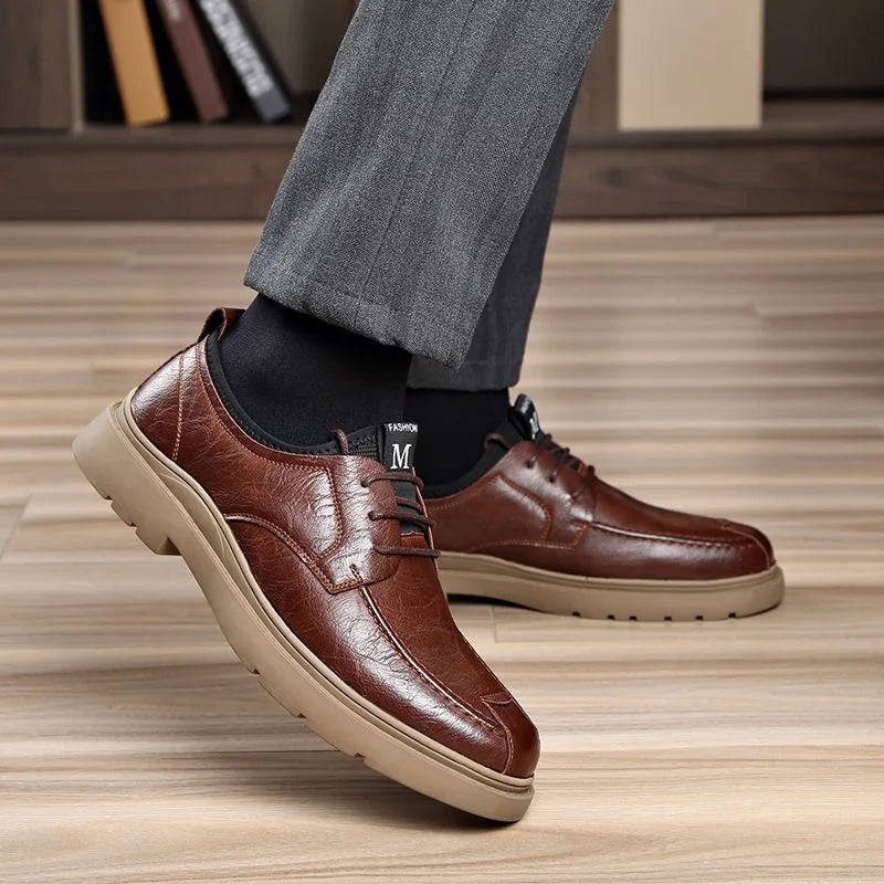 Men's Genuine Leather Shoes Work Boots Business Casual Warm and Comfortable Loafers