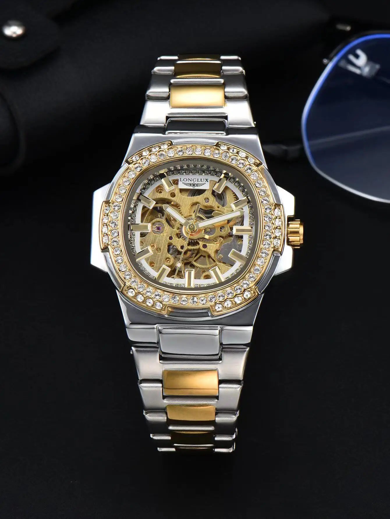 LONGLUX automatic man watch luxury stainless steel mechanical