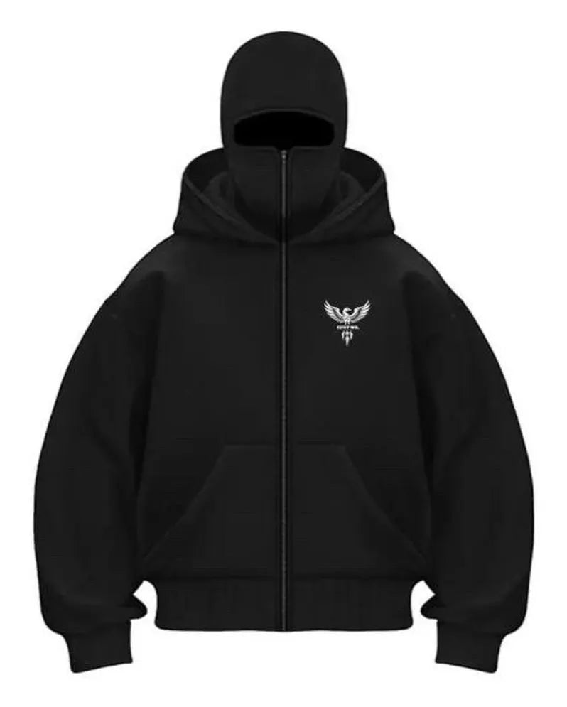 Hat Hoodies Balaclava Streetwear Fashion Face Mask Hoodie Jacket Coat Men Zipper Sweatshirts