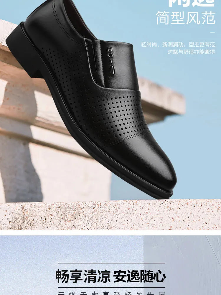 Men's Business Formal Leather Shoes Summer Breathable