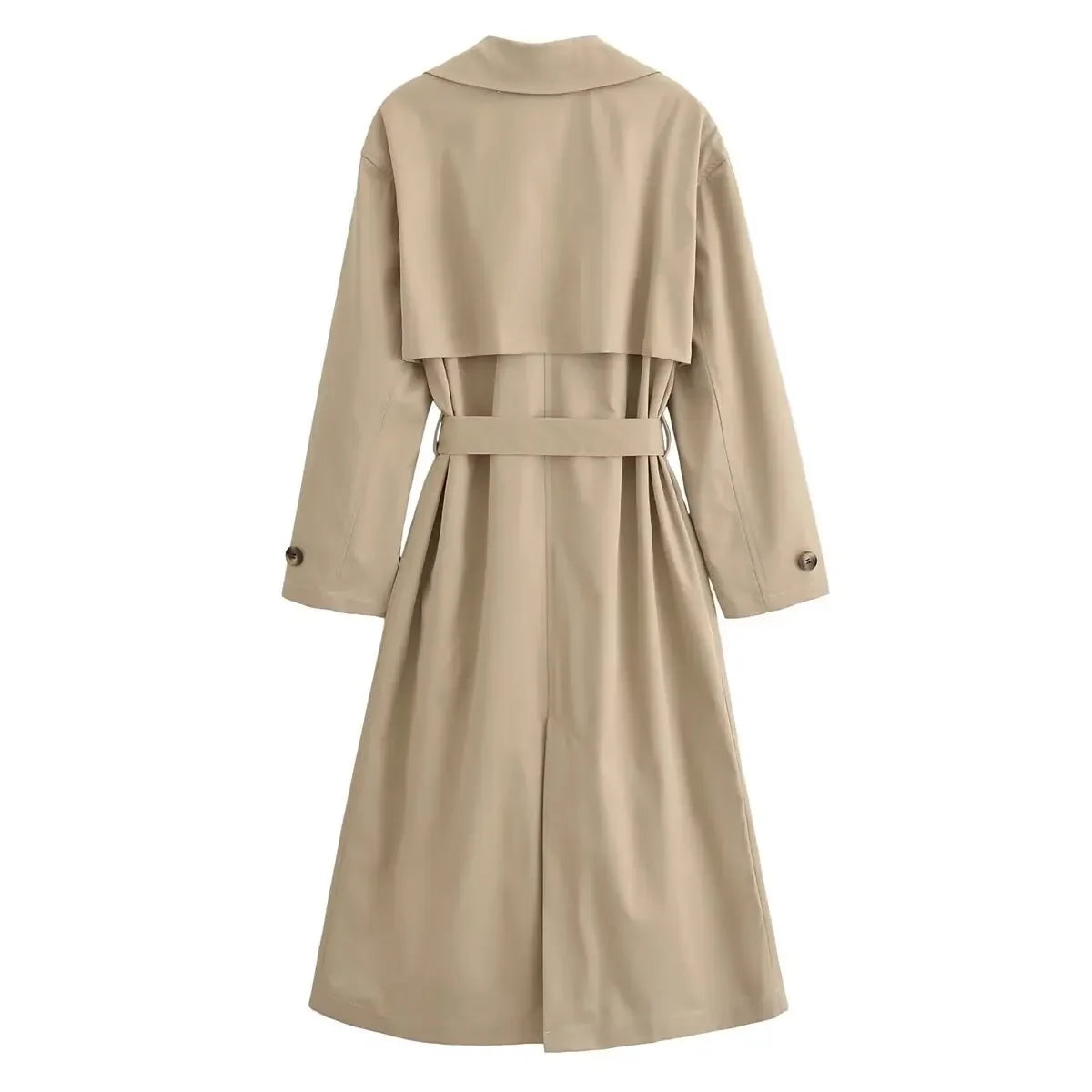 Women Fashion With Belt Solid Breasted Female Chic Lady Outfits