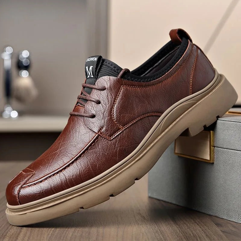 Men's Genuine Leather Shoes Work Boots Business Casual Warm and Comfortable Loafers