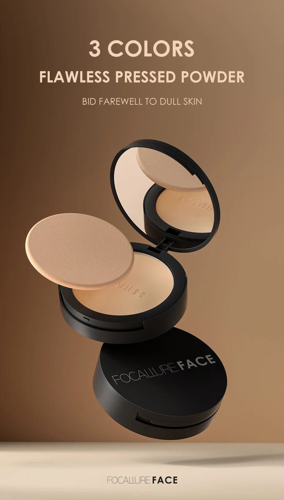 FOCALLURE Make Up Face Powder Brighten Oil-control Nude Makeup Pressed Powder