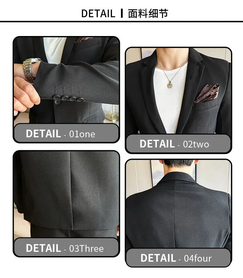 Black Mens Office Suit 3 Piece, Fashion Slim Fit Jackets and Vest with Trousers