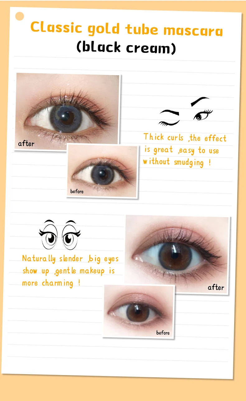 Waterproof Curling Mascara Liquid Fiber Black Eyelashes Brush Long Lasting Natural Eye Makeup