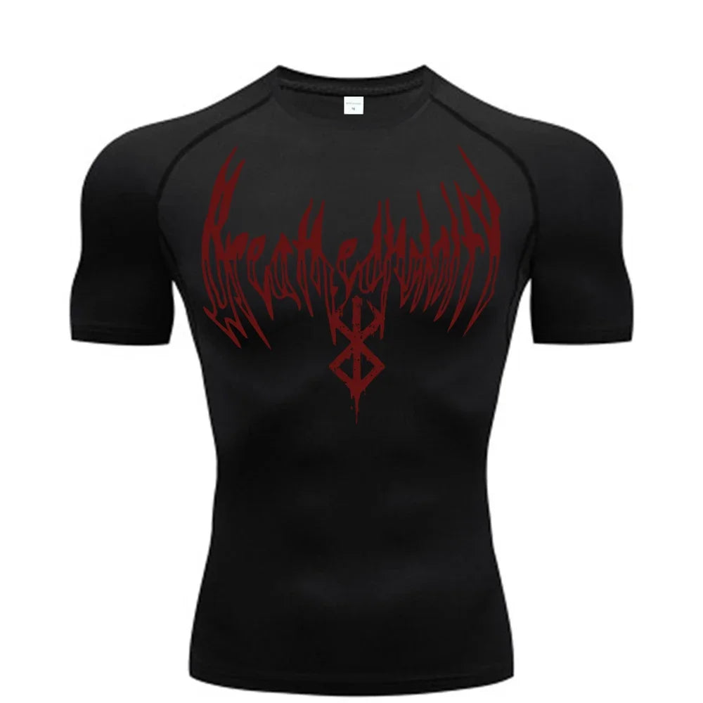 Gym t-shirt Dry Breath God Tee Shirt Short Sleeve Top Muscle Gym Fitness