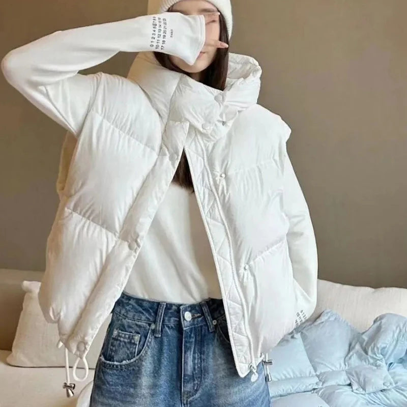 Winter Thick Female Clothing Vest Fashion Hooded Sleeveless Down Jacket