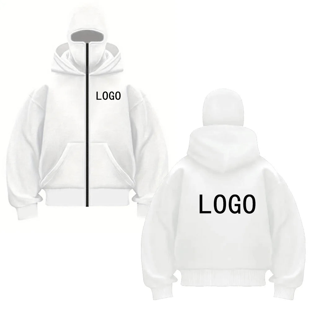 Street statement hoodies insulated double-hooded sweatshirts, masked zip-up sweatshirts