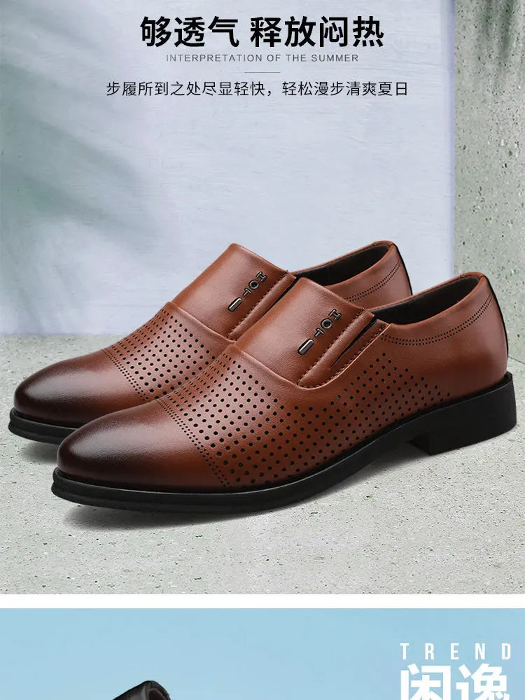 Men's Business Formal Leather Shoes Summer Breathable