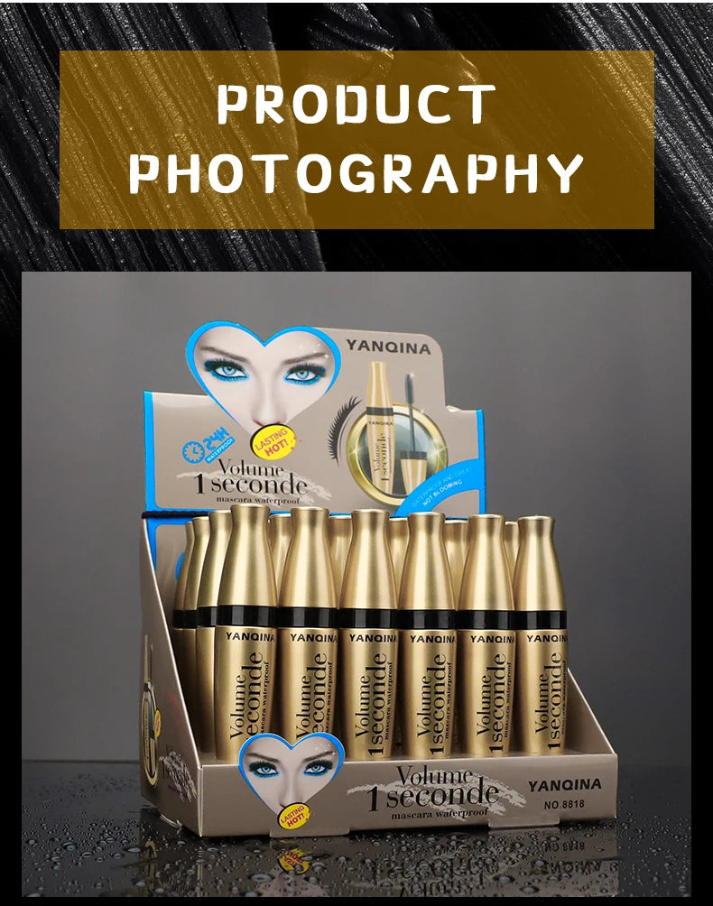 Waterproof Curling Mascara Liquid Fiber Black Eyelashes Brush Long Lasting Natural Eye Makeup