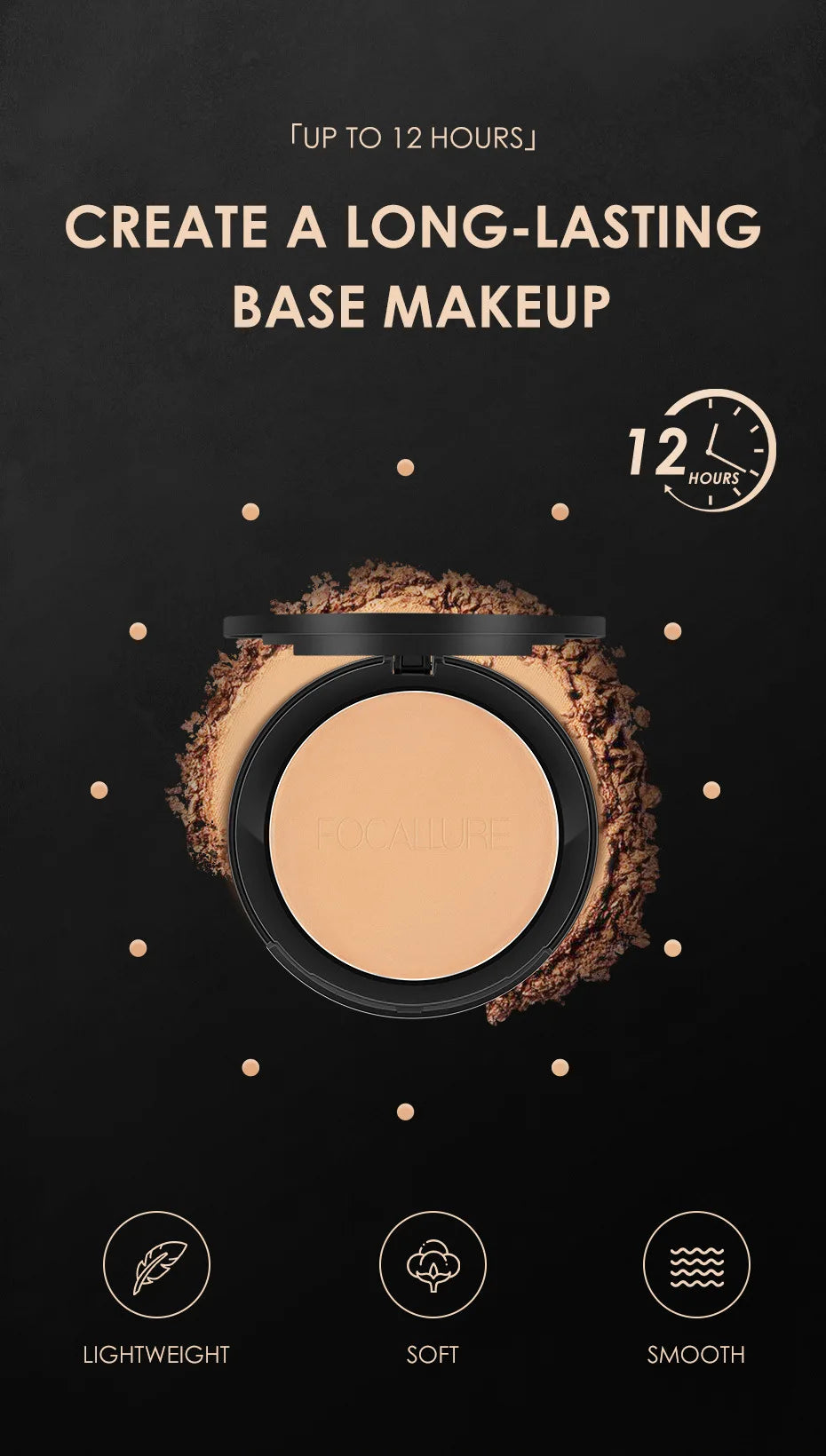 FOCALLURE Make Up Face Powder Brighten Oil-control Nude Makeup Pressed Powder