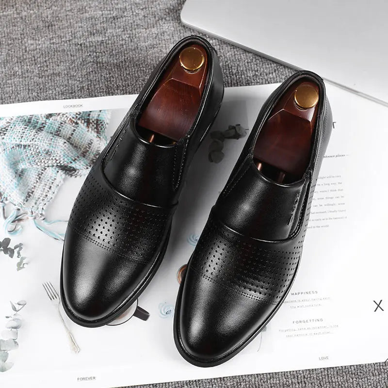 Men's Business Formal Leather Shoes Summer Breathable