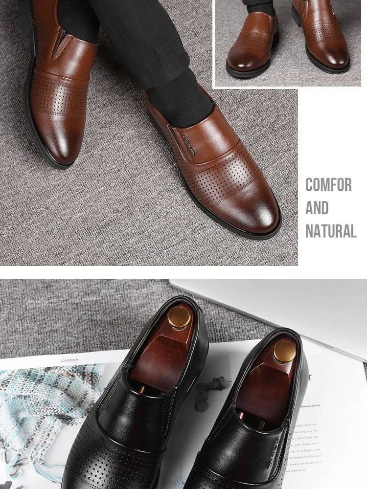 Men's Business Formal Leather Shoes Summer Breathable