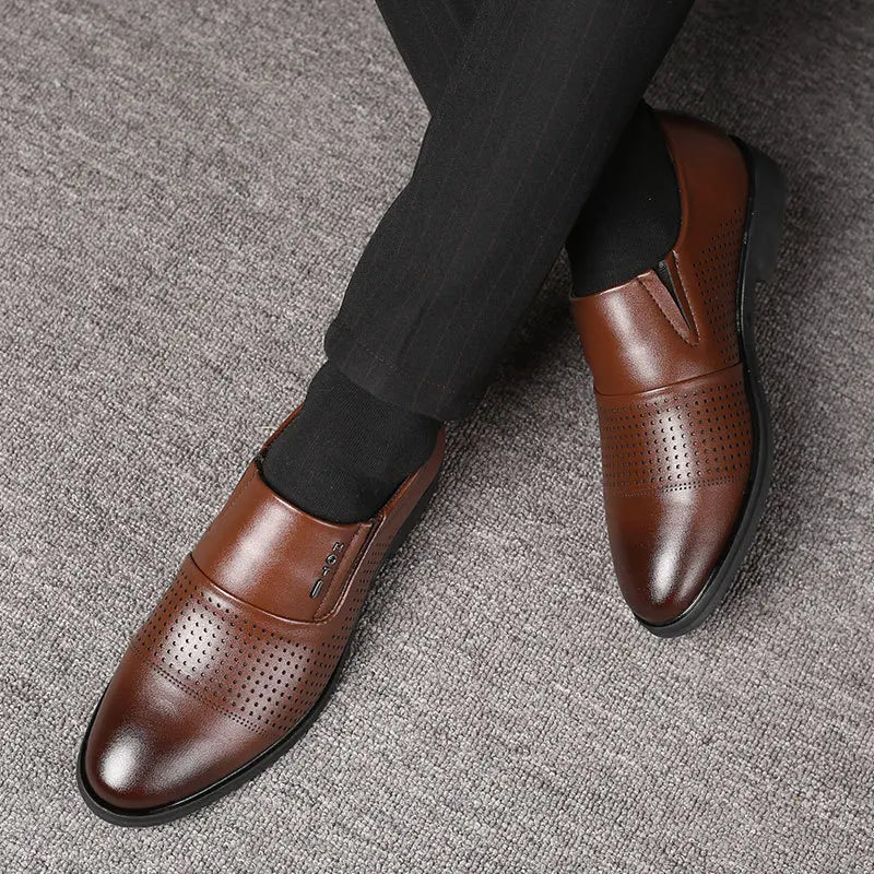 Men's Business Formal Leather Shoes Summer Breathable