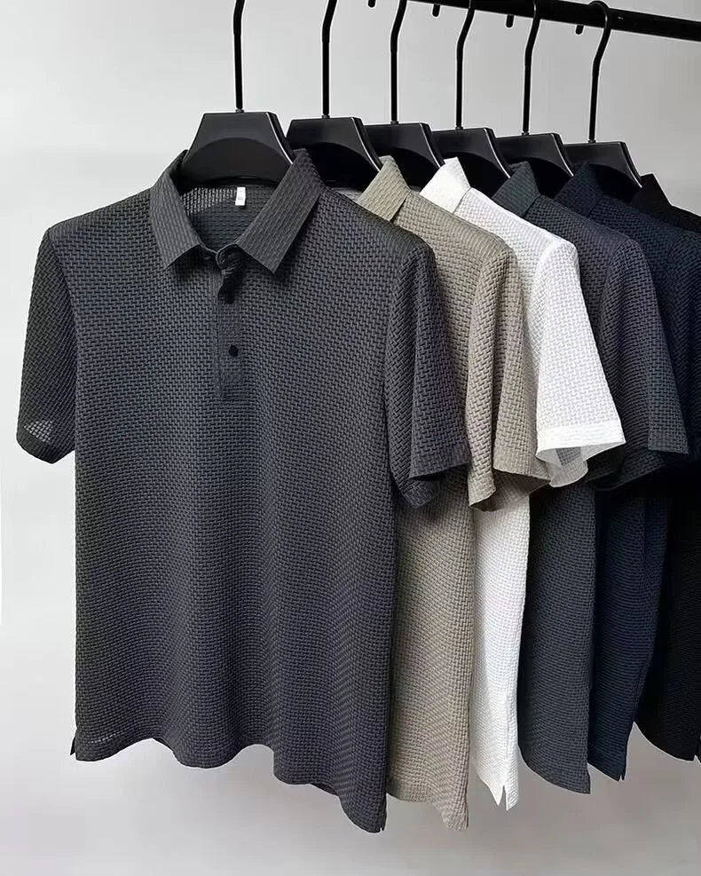 r Men Mesh Ice Silk T-shirt Men's Short-sleeved