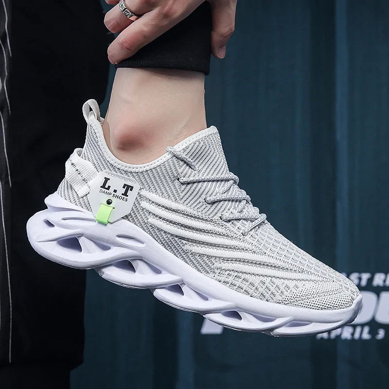 YRZL Men Sports Running Black Jogging Shoes Casual Sneakers Outdoor Breathable