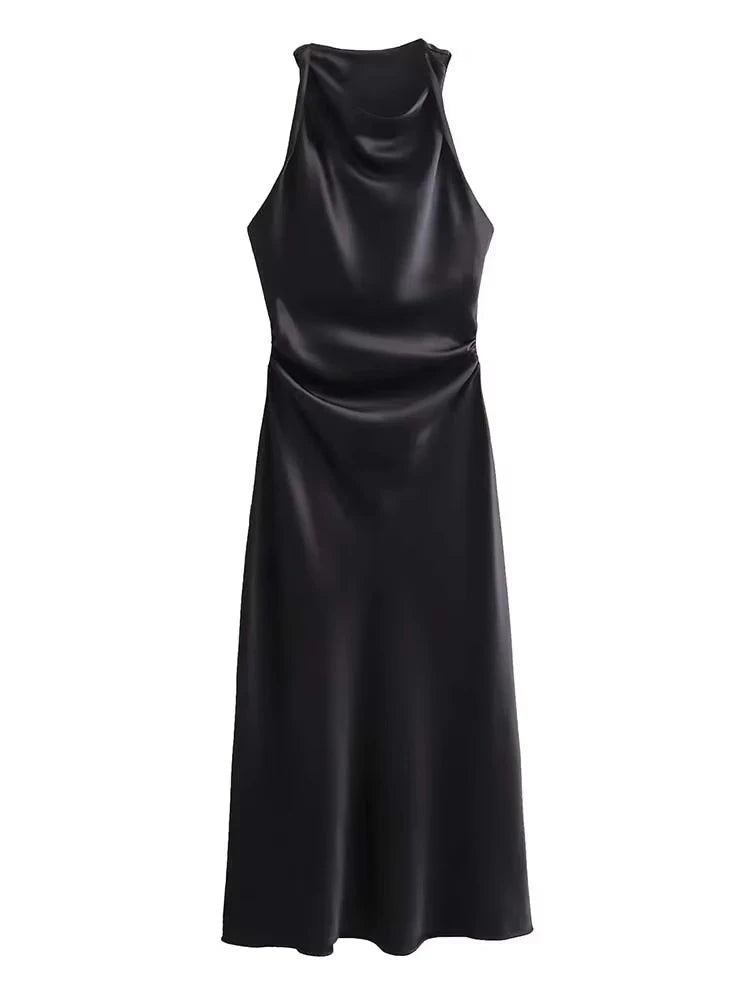 Satin Long Dresses for Women Slip Midi Dress Woman Evening Party