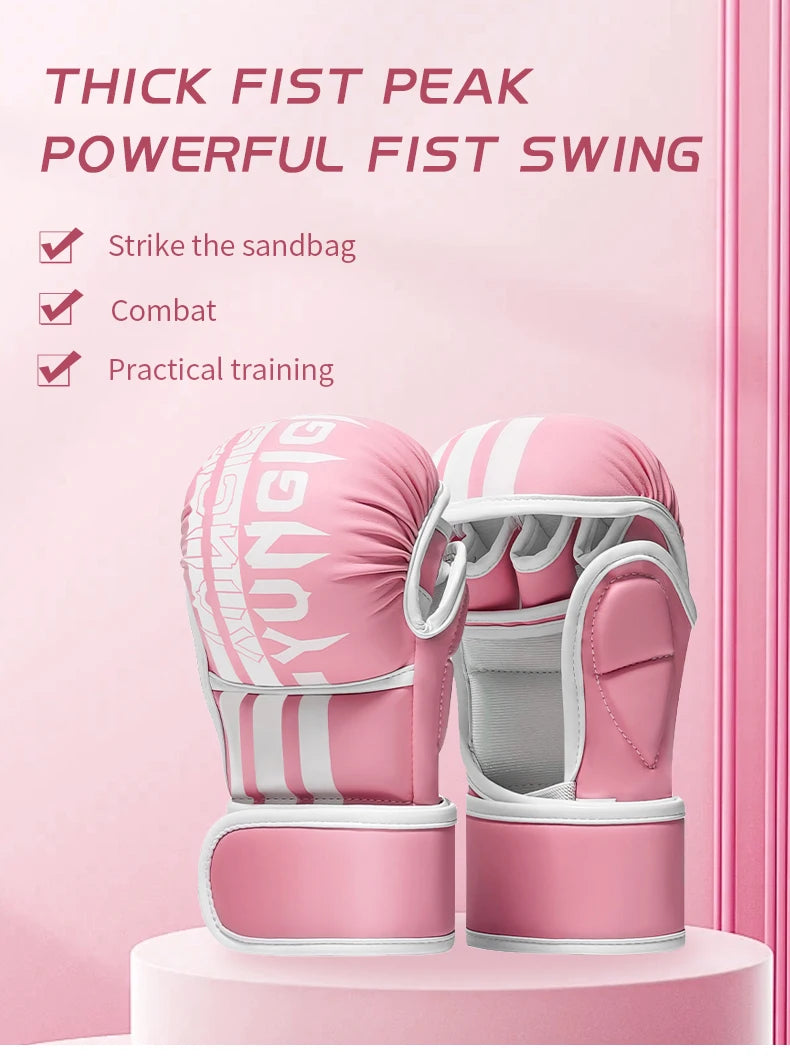 Colors MMA half finger boxing gloves PU Leather Fight with gloves Combat gloves Adult Combat gloves