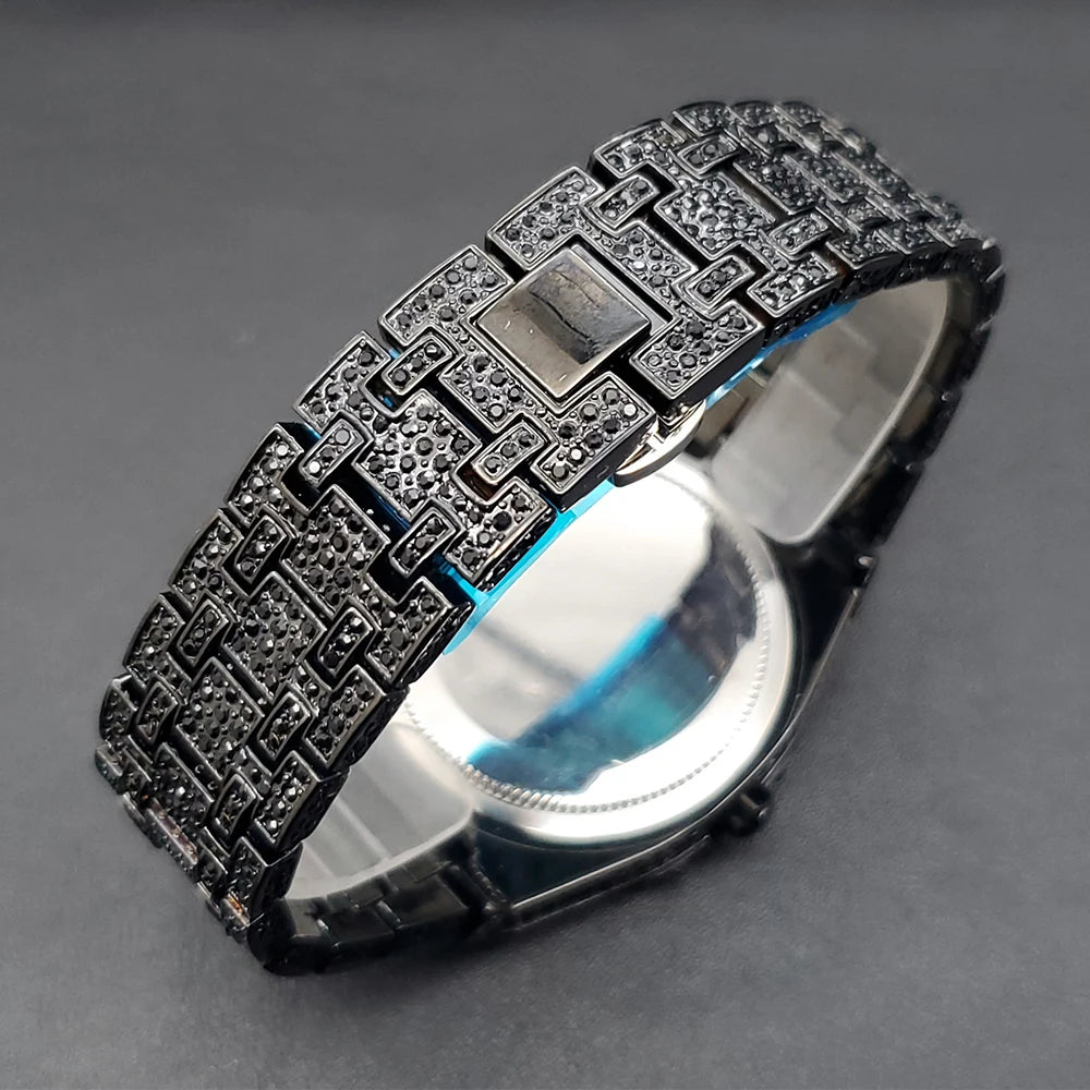 Quartz Watches For Men Octagonal Case Luxury Diamond Men's Watch