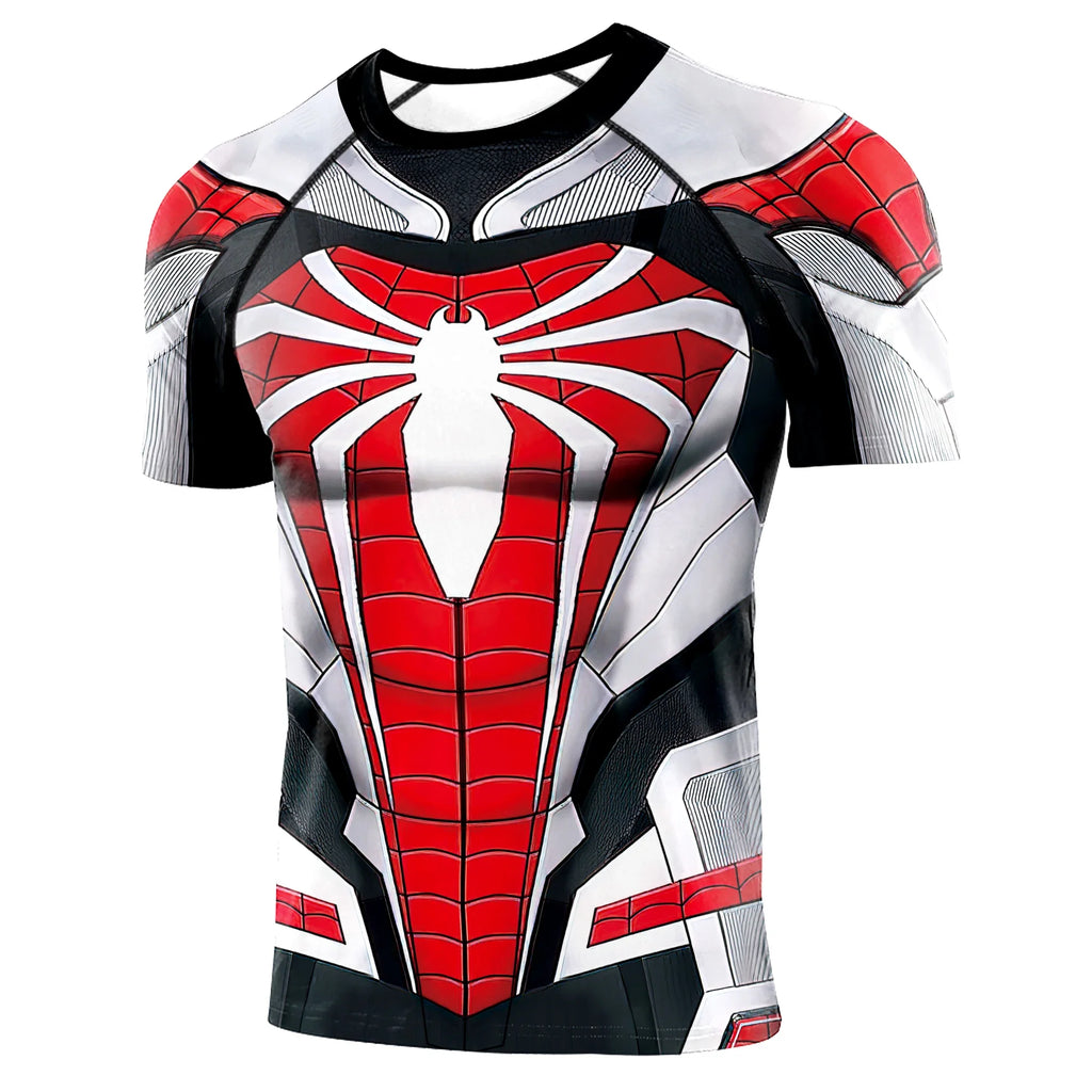 Superhero Mens Compression T Shirt Sport Workout 3D Spider Compression Gym Fitness Top