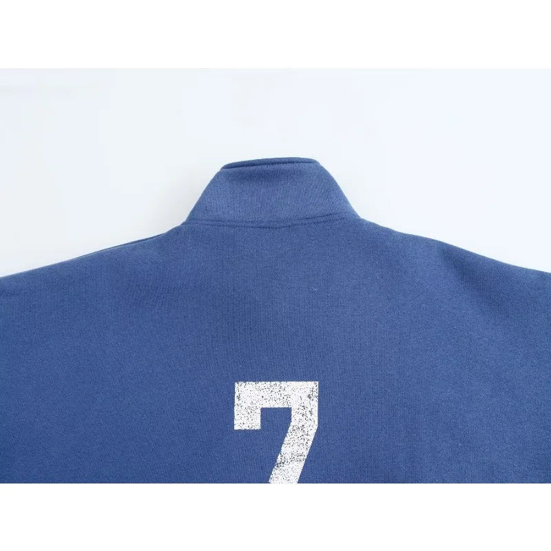 Knit Set Woman Elegant Outfit Set Blue Pants Sets Print Sweatshirt Sets