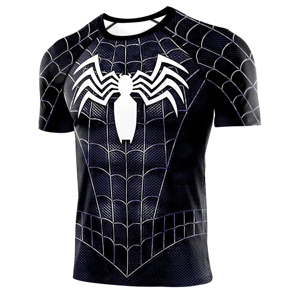 Superhero Mens Compression T Shirt Sport Workout 3D Spider Compression Gym Fitness Top