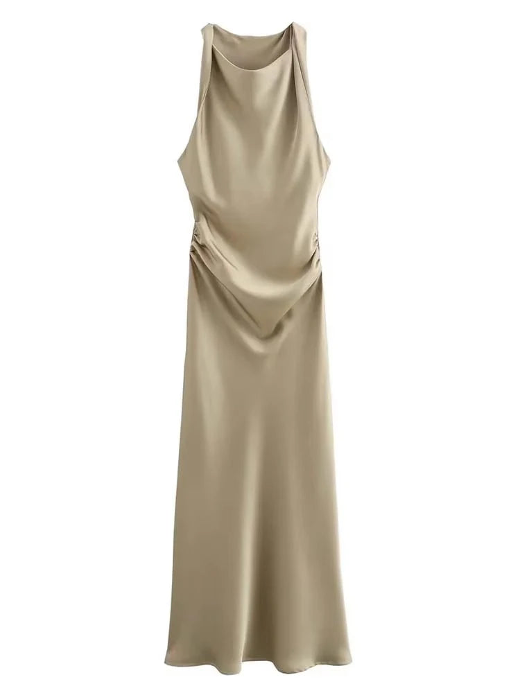 Satin Long Dresses for Women Slip Midi Dress Woman Evening Party