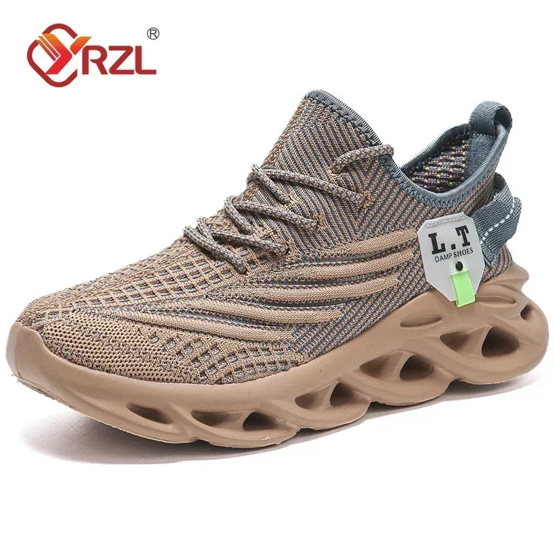 YRZL Men Sports Running Black Jogging Shoes Casual Sneakers Outdoor Breathable