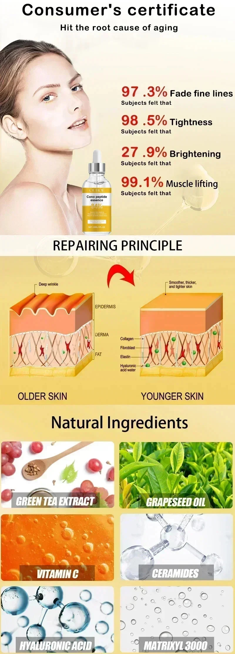 Anti Aging Facial Retinol Serum Improve Skin Elasticity Fade Fine Lines Firming