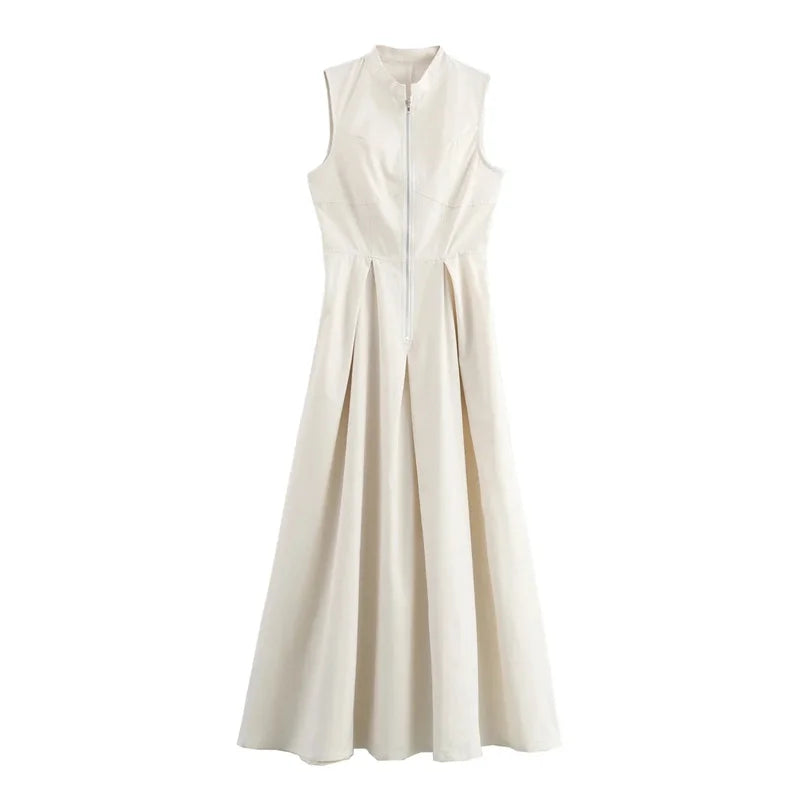 Long Dress Woman Pleated Sleeveless Summer Elegant Party Dresses for Women