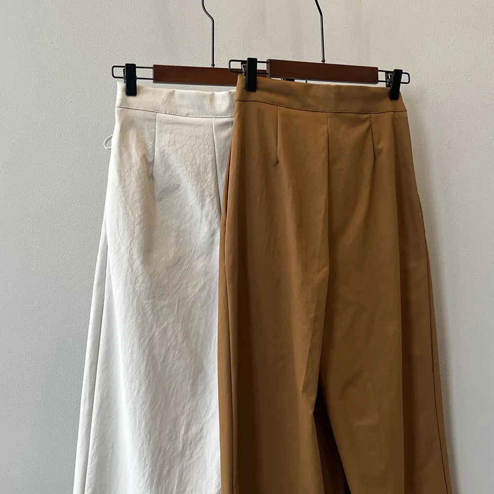 Women Casual Wide Leg High Waist Pants Fashion Clothes Black Brown Pants Female