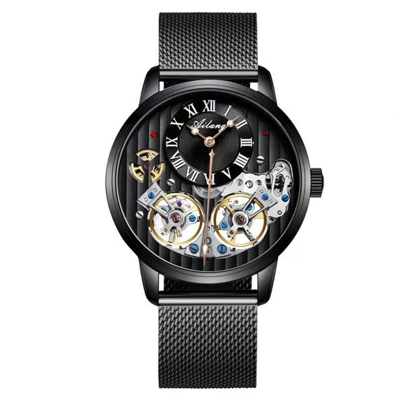 AILANG Top Brand Luxury Watch Men Automatic Luminous Black Clock Men