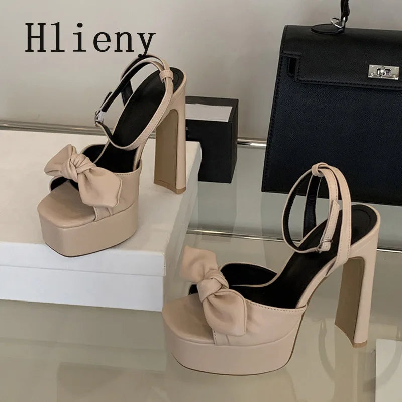 Hiley Sexy Pleated Bowknot Women's Sandals for wedding Peep Toe