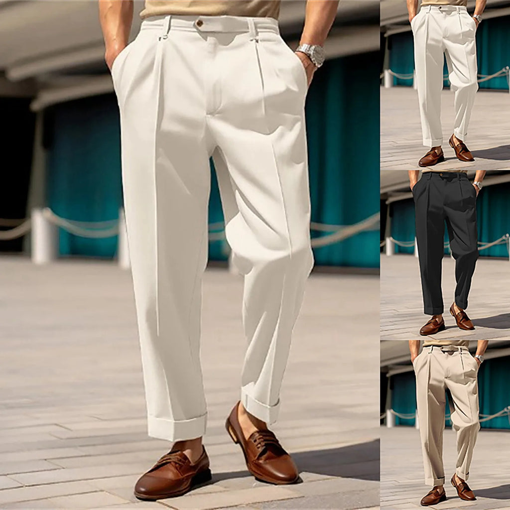 Wide Leg Casual Pants for Mens Solid