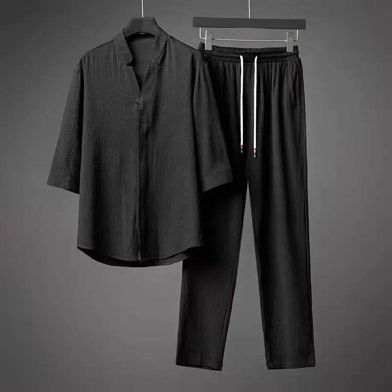 Set Summer Casual Shirt and Pants Suits Outfit for Men