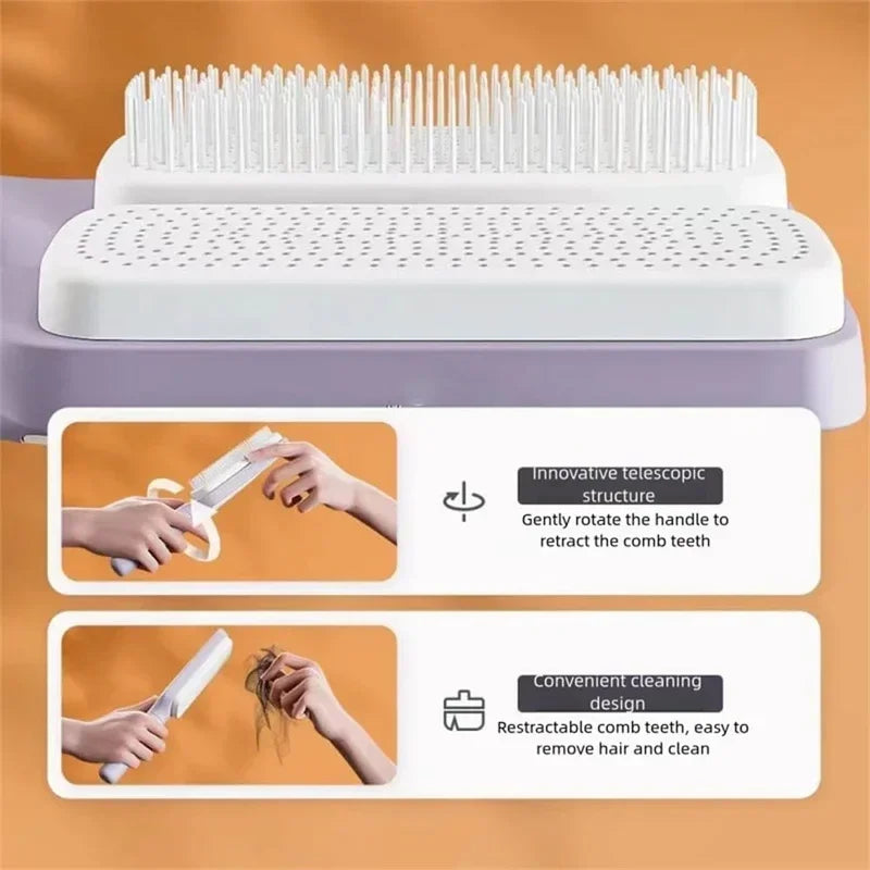 Rotating Comb Long Handle Anti-Static Scalp Massage Hair Comb for Women