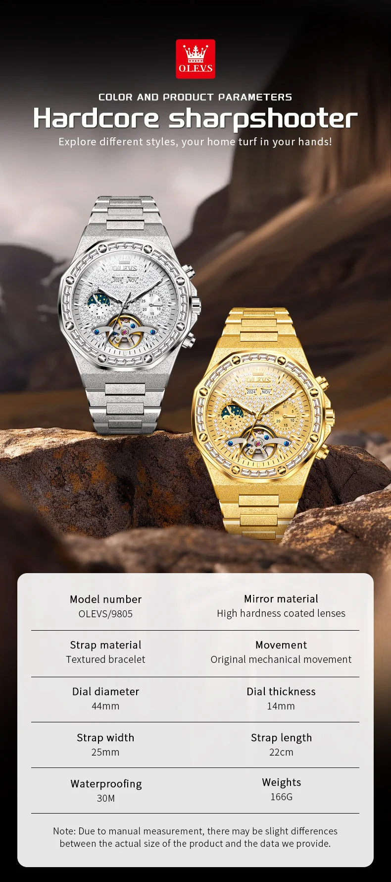 OLEVS Gold Steel Mens Watches Top Brand Automatic Mechanical Luxury Watch