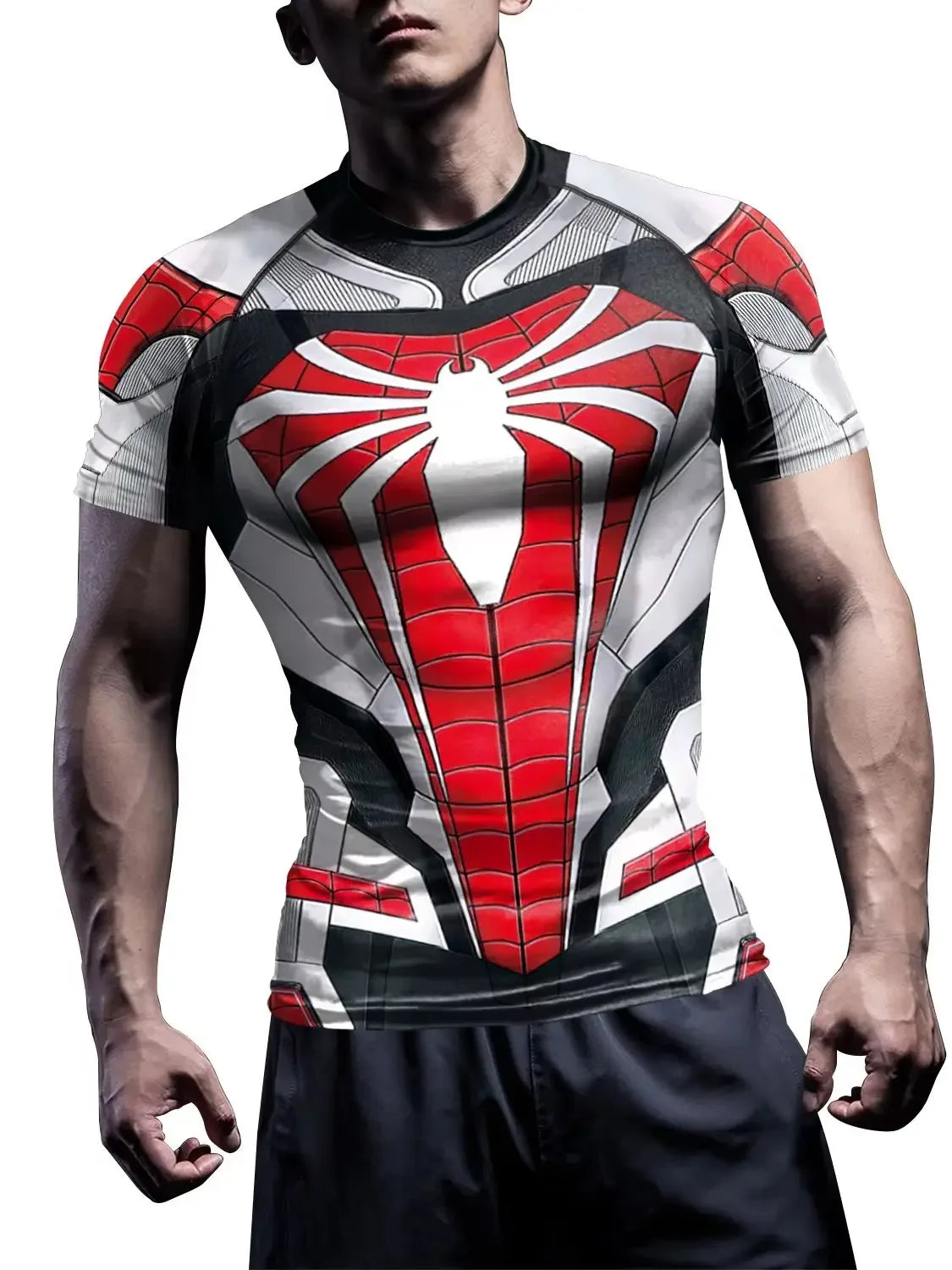 Superhero Mens Compression T Shirt Sport Workout 3D Spider Compression Gym Fitness Top