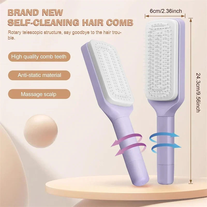Rotating Comb Long Handle Anti-Static Scalp Massage Hair Comb for Women