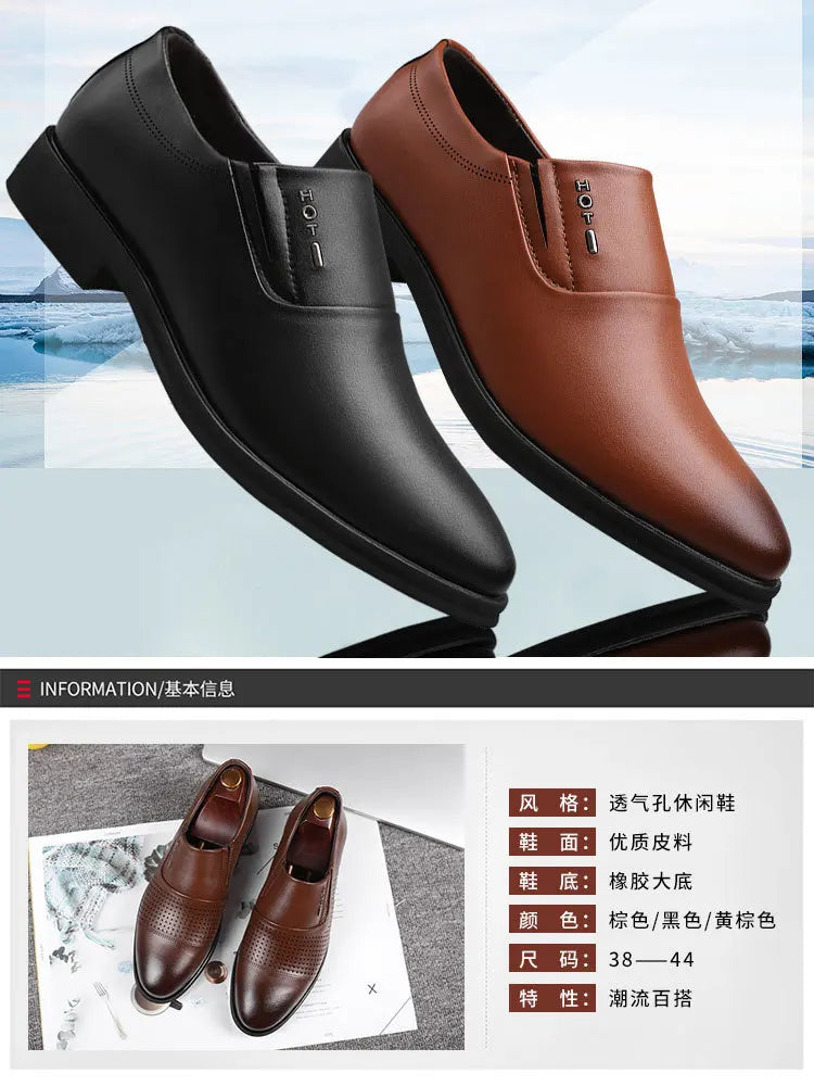 Men's Business Formal Leather Shoes Summer Breathable