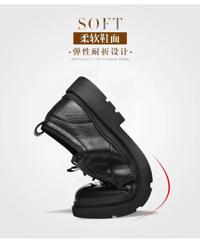 Men's Genuine Leather Shoes Work Boots Business Casual Warm and Comfortable Loafers