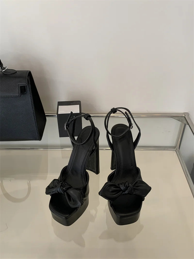 Hiley Sexy Pleated Bowknot Women's Sandals for wedding Peep Toe