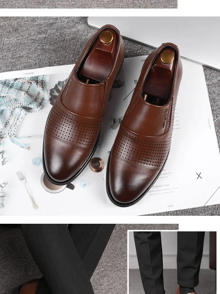 Men's Business Formal Leather Shoes Summer Breathable