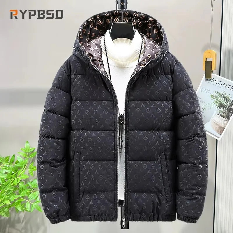 Men Winter Puffer Jacket Cotton Padded Coat Luxury Brand Thick Windproof