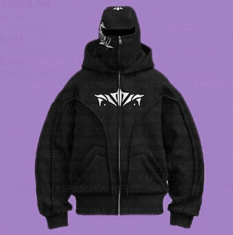 Hat Hoodies Balaclava Streetwear Fashion Face Mask Hoodie Jacket Coat Men Zipper Sweatshirts