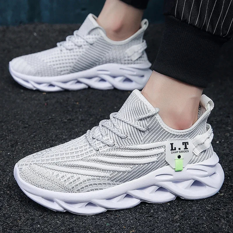 YRZL Men Sports Running Black Jogging Shoes Casual Sneakers Outdoor Breathable