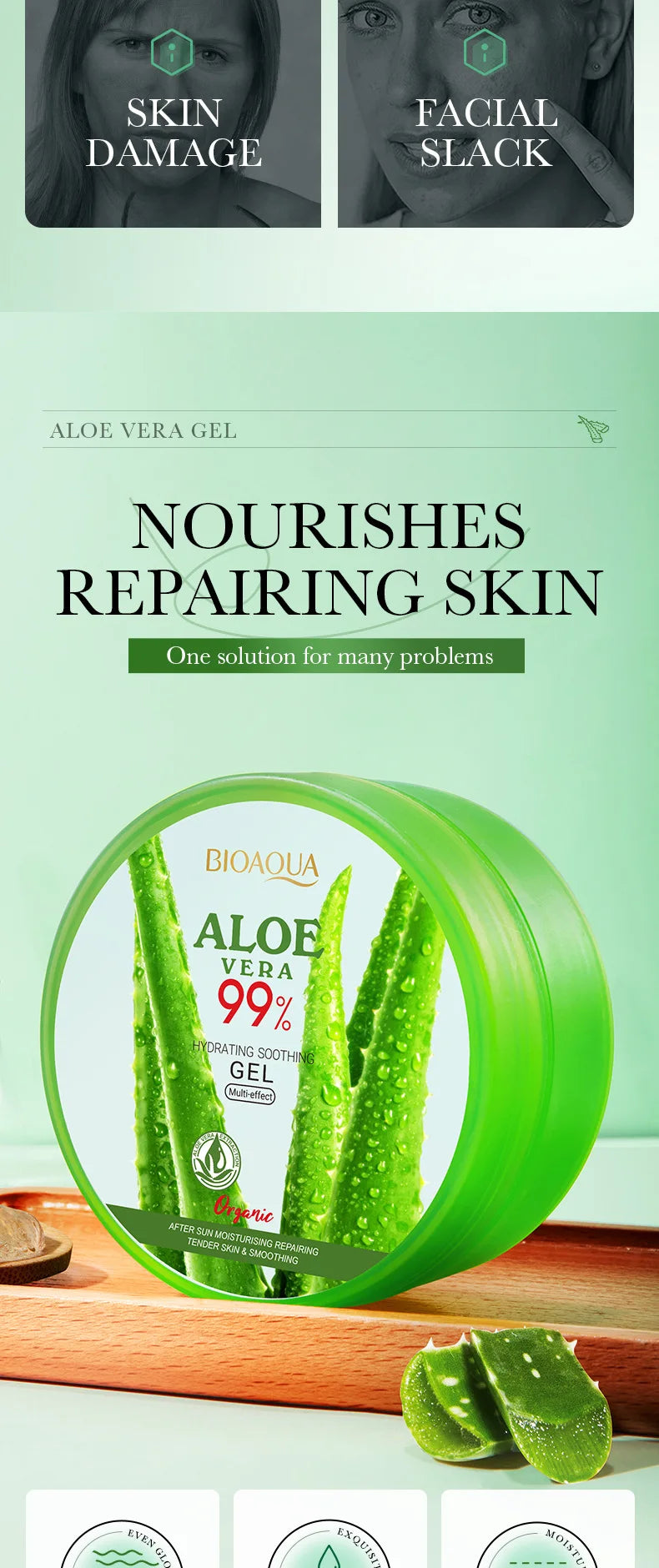 BIOAQUA Moisturizing and Soothing Aloe Vera Gel Creams Skin