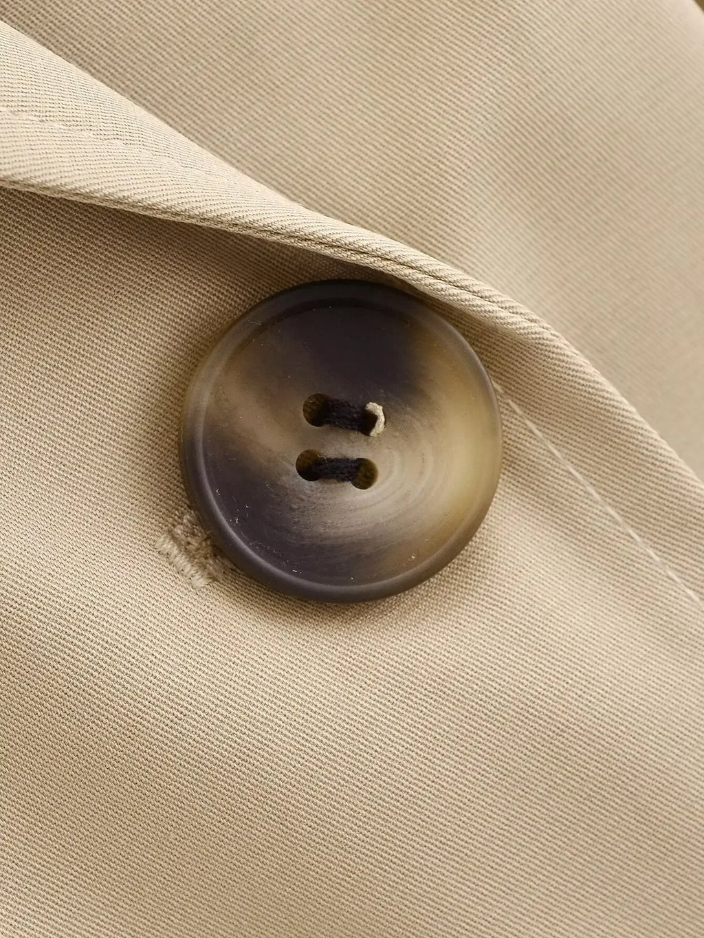 Women Fashion With Belt Solid Breasted Female Chic Lady Outfits