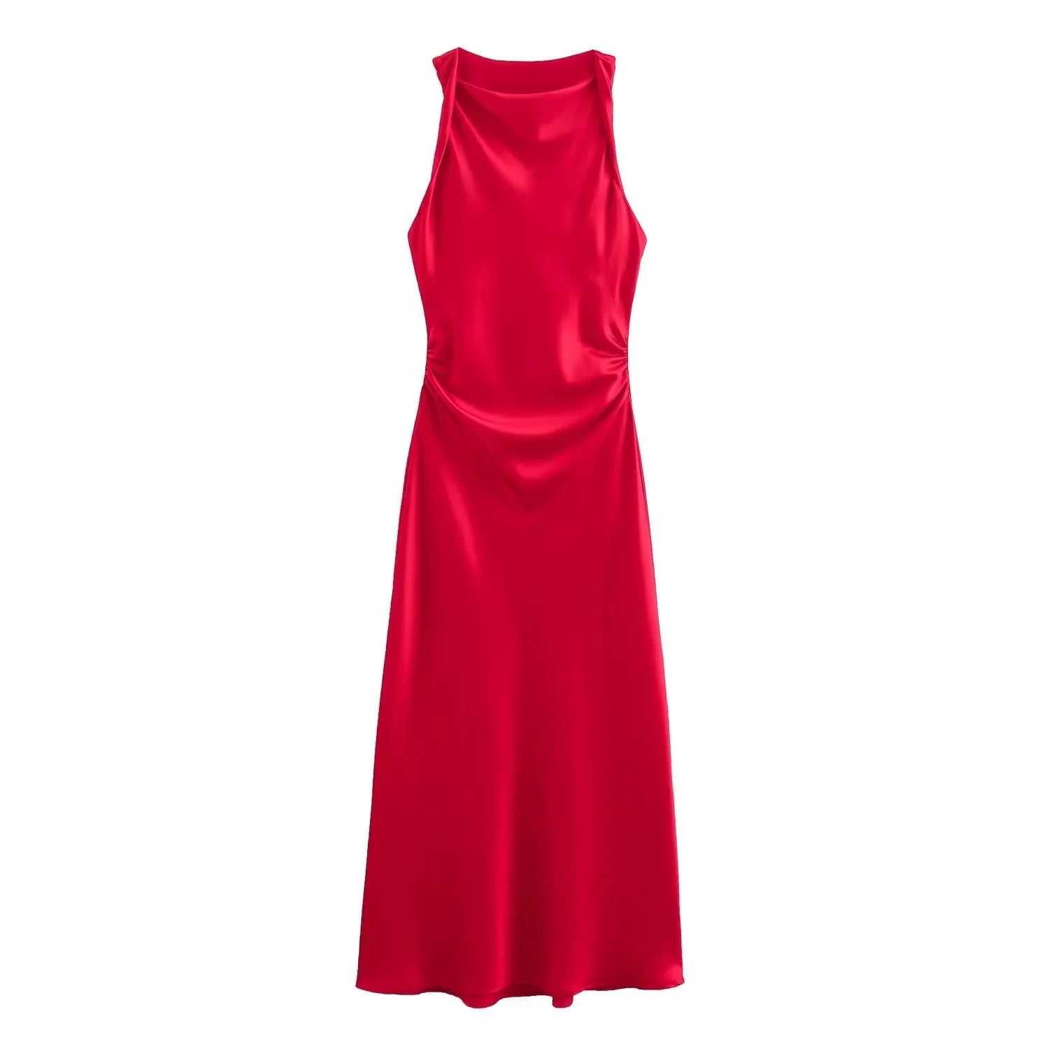 Satin Long Dresses for Women Slip Midi Dress Woman Evening Party